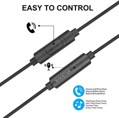 Wired in Ear Headphones with Mic and Type C Adapter Wired Earbuds with Microphone 3.5mm, HiFi Wired Earphone Kit Compatible with Most Smartphones/...