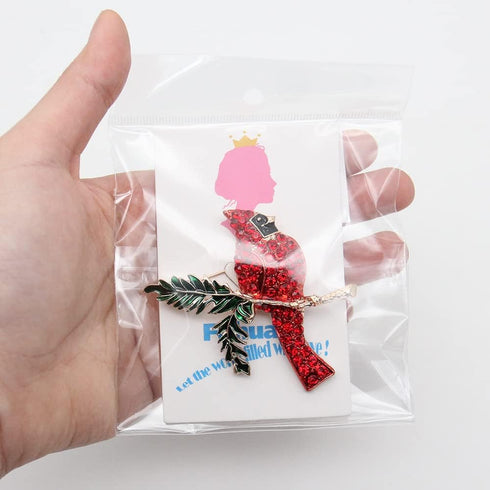 Red Rhinestone Northern Cardinal Brooch,Fashion Crystal Animal Birds Brooch for Women Christmas Bird Brooch...