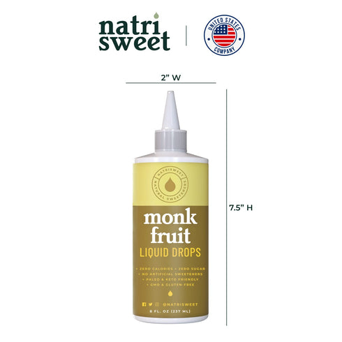 Natrisweet Liquid Monk Fruit Sweetener Drops, 8 fl oz, Pure Monkfruit Drops Without Erythritol, No Fillers, Zero Calorie, Keto Syrup, Liquid Monk ...