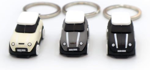 Keyring with MINI Silicone Model, Stylish Cute Adorable, Silver Chain, Achromatic Colors-white,gray...