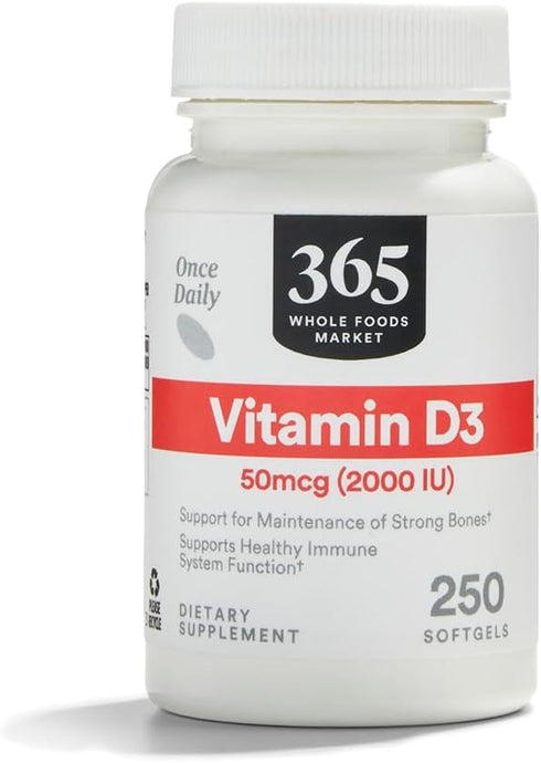 365 by Whole Foods Market, Vitamin D3 2000 IU, 250 Softgels...