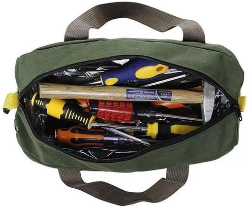 Canvas Wide Mouth Tool Bag, Heavy Duty Large Capacity Handbag, Portable Home Tool Organizer for Storage for Screwdrivers, Wrench, Plier, Nails, Pl...