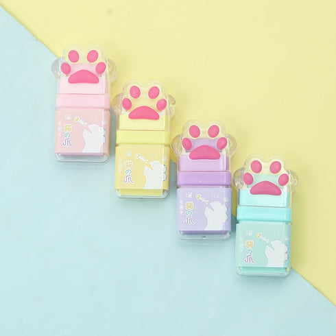 4Pcs Cat Paw Roller Erasers, Erasers for Kids, Colorful Eraser with Roller, Cute Cat Rubber, Kids Eraser with Shaving Roller Case for School Offic...