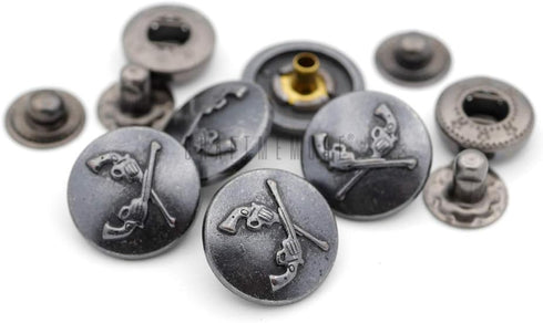 CRAFTMEMORE Antique Cross Gun Fasteners Popper Snaps Closure Rivet Stud 5/8 Inch Cap Button Wallet Leather Decoration Pack of 10...