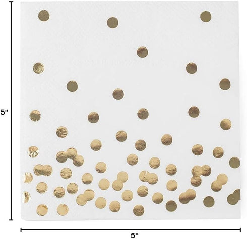 80 Pack of White Paper Cocktail Napkins with Gold Foil Polka Dot Confetti?Polka Dot Party Supplies(5 x 5 in?3-ply) (gold)...
