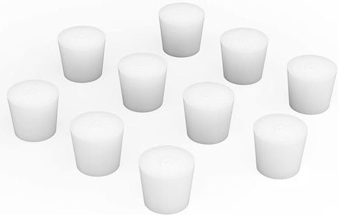 Silicone Rubber Stopper, (10-Pack, Size 6#) Tapered White Silicone Stoppers for Laboratory Sealing...