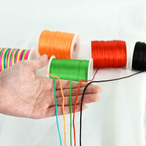 TONIFUL 2mm x 110 Yards Red Nylon Cord Satin String for Bracelet Jewelry Making Rattail Macrame Trim Cord Necklace Bulk Beading Thread Kumihimo Ch...