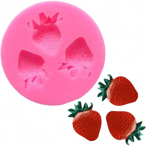 3Pcs/Set Strawberry Fondant Gumpaste Mold Silicone Chocolate Candy Mold for Cupcake Cake Decoration Handmade Soap Embeds Polymer Clay Resin Mold...