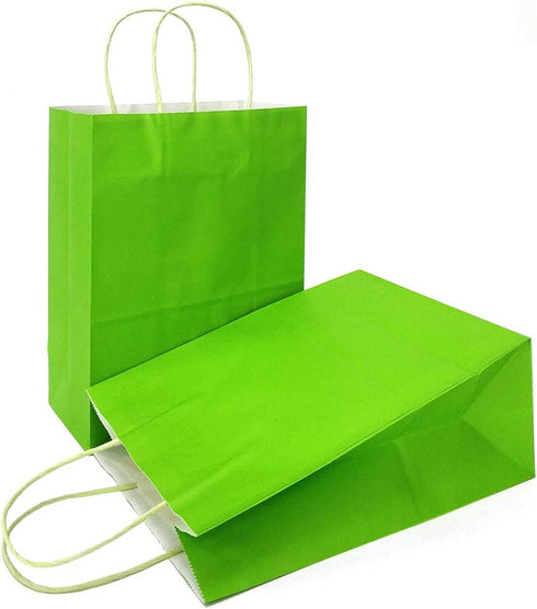 AZOWA Medium Gift Bags Light Green Kraft Paper Bags With Handles (7.5 x 3.9 x 9.8 in, 12 CT)...