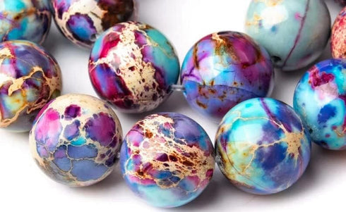 Zenkeeper 108 Pcs Sea Sediment Imperial Jasper Beads for Jewelry Making 8 MM Colorful Imperial Jasper Gemstones Loose Stone Beads...