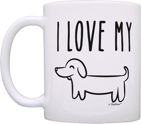 ThisWear I Love My Wiener Dog Mug Funny Dachshund Gifts for Dachshund Lovers Dog Gag Gift 11oz Ceramic Coffee Mug with Handle...