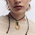 Boho Chunky Pedent Necklace for Women Dainty 14K Gold Plated Choker Summer Beach Faux Leather Choker for Women Men...