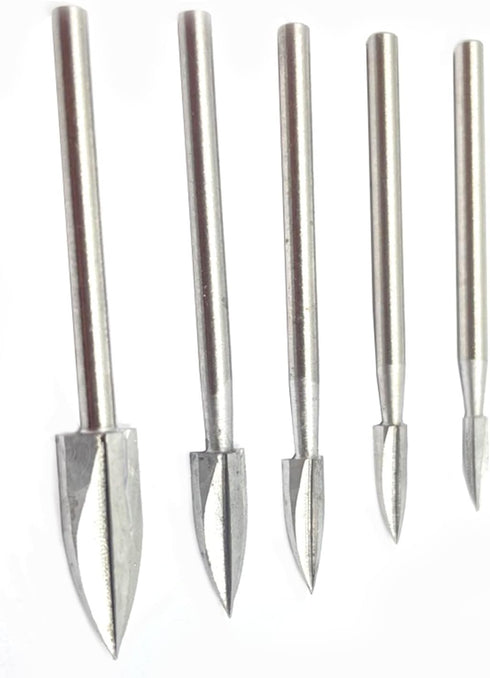 5pcs Engraving Drill bit Set Wood Crafts Grinding Woodworking Tool with 1/8” Shank,Wood Carving Tools Universal fits for Rotary Tools...
