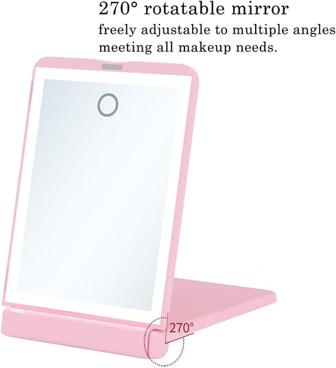 Pocket Mirror, 1X/3X Magnification LED Compact Travel Makeup Mirror with Light for Purse, 2-Sided, Portable, Folding, Handheld, (Rechargeable, 5.1...