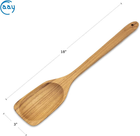 FAAY 18 Inches Large Wooden Spoon, Long Handle Heavy Duty Spoon with Scoop for Big Pot Stirring, Mixing & Cooking. Handcrafted from Teak for Crab ...
