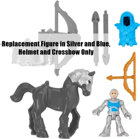 Imaginext Replacement Parts for Fisher-Price Honorable Archer and Steed Playset - HCG68 ~ Figure in Silver and Blue, Helmet and Crossbow...