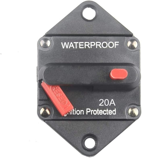 Hi-Amp 20Amp Circuit Breaker 12V-32V DC Waterproof, 10-300A Fuse Inverter with Manual Reset Button for Auto Truck RV Marine, Panel Mount (20A)...