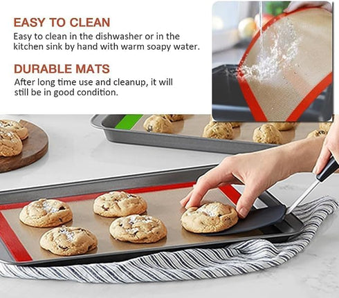 Silicone Baking Mat, Reusable Silicone Mat for Oven Microwave, Silicolife Non-Stick Baking Sheet, Baking Pan, Bakeware Mats for Cookies Macarons, ...