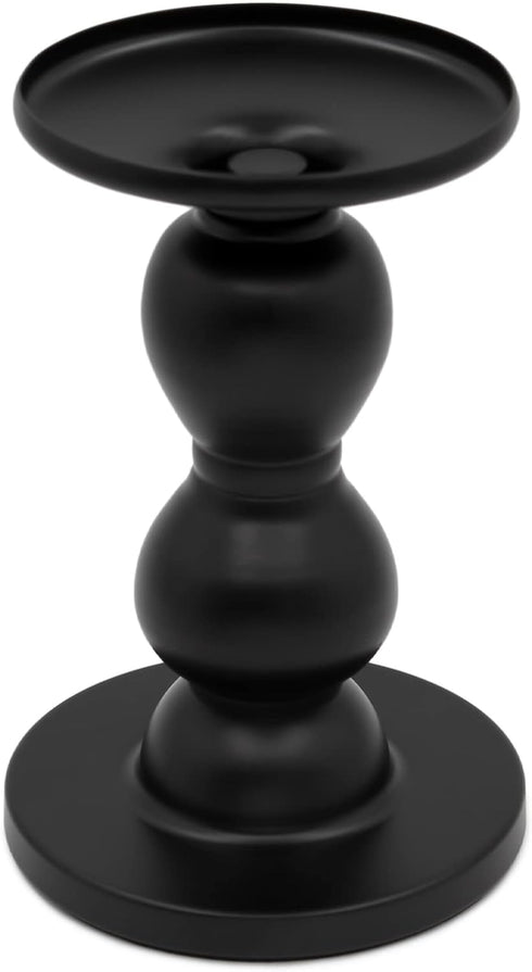 Matte Black Iron Candle Holder for Pillar Candles - Modern Table Centerpiece and Farmhouse Decor - 6"...