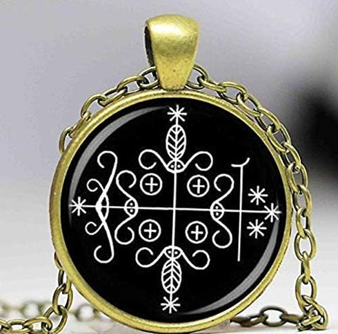 papa legba Voodoo Pendant Ritual Altar Pendant Occult Medallion DIY Jewelry Glass Dome Necklace...