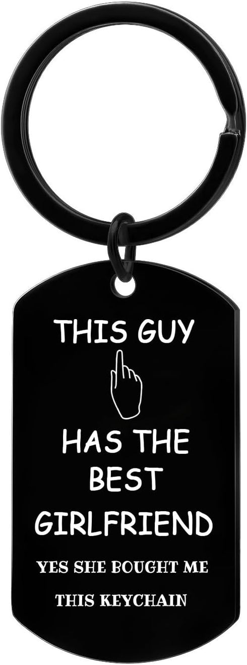 YEEQIN Funny Boyfriend Keychain Gifts for Boyfriend Valentines Birthday Gifts for Him Funny Boyfriend Gift Ideas This Guy Has The Best Girlfriend...