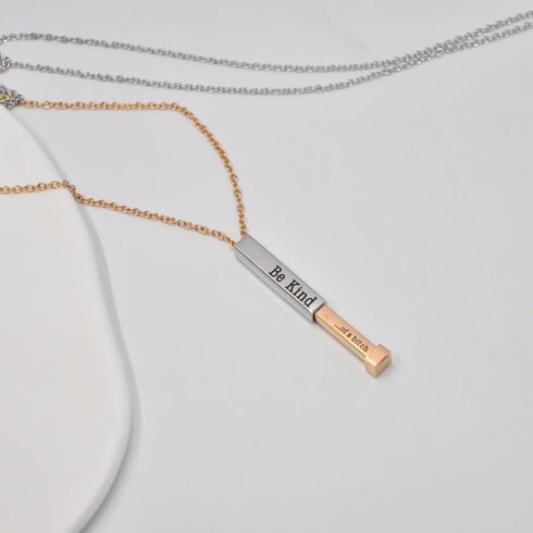 Be Kind Of A B Necklaces For Women, To Best Friends Sorority Sisters Inspirational Square Tubes Pendant With Hidden Message Stainless Steel Band F...