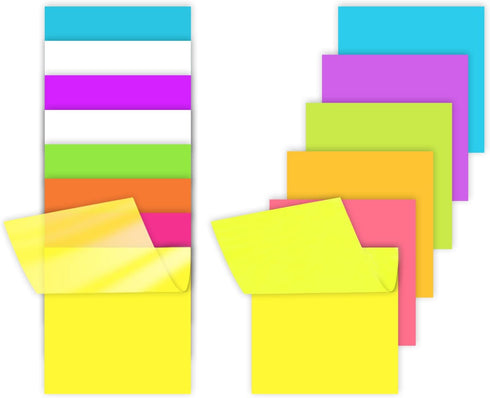 iKyce 8 Pads Transparent Sticky Notes & 6 Pads Non-Transparent Sticky Notes? 3 x 3 in Clear Self-Stick Pads & Paper Sticky Notes, 50 Sheets Per Pa...