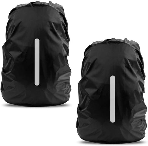LAMA 2pcs Waterproof Rain Cover for Backpack, Reflective Rainproof Protector for Anti-dust and Anti-Theft M 26L-40L Black...