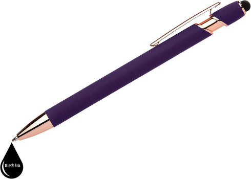 Rose Gold Rubberized Soft Touch | Rose Gold Colors | Ballpoint Pen with Stylus Tip a stylish, premium metal pen, black ink, medium point (Blue, 7 ...