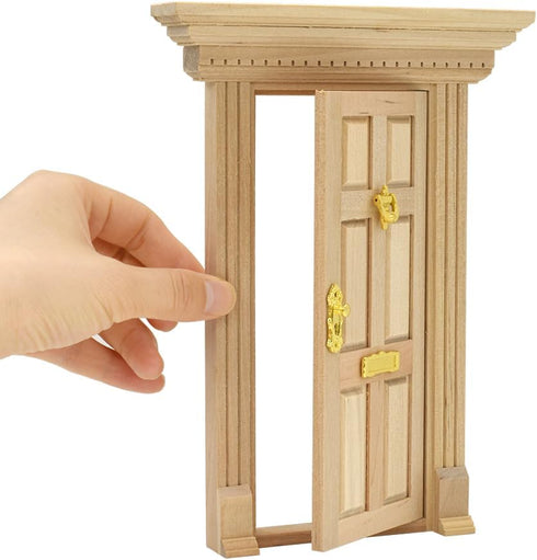 iLAND Dollhouse Door on 1:12 Scale, Miniature Door w/Handle & Knocker (Neoclassical Mini Door)...