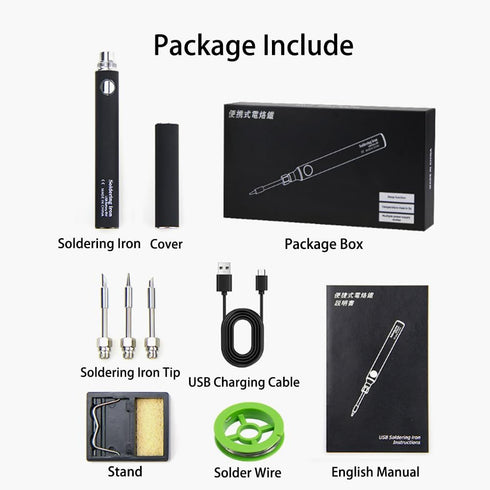 Cordless Soldering Iron Kit, USB Rechargeble Soldering Gun, 3 Temperature Adjustable Rapid Heat 620-840°F, Portable Soldering Iron Pen for Electro...