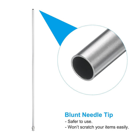 PATIKIL 8Ga x 12 Inch Stainless Steel Dispensing Needle Tips, 4Pcs Metal Glue Needle Tube Blunt Tips Luer Lock for Thick Glue Ink Lab, Silver...