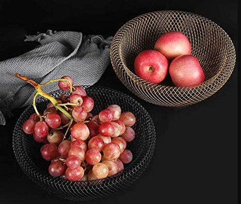 Cq acrylic Fruit Basket For Kitchen,Fruit Basket With Banana Hanger,Fruit and Vegetable Storage Holder For Kitchen Countertop,Golden...