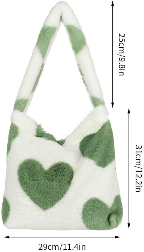 Fluffy Shoulder Bag, Women Girls Large Cute Handbag, Plush Ladies Tote Bag Furry Purse...