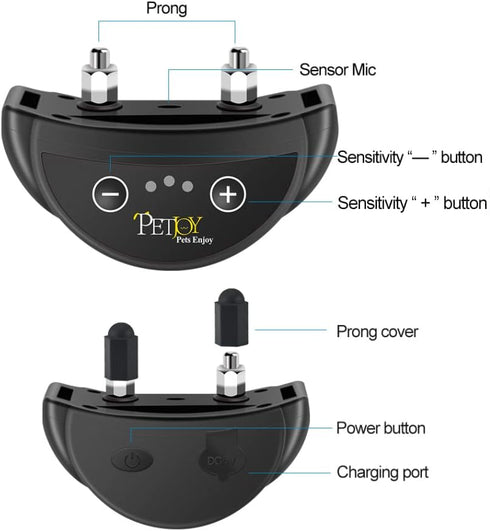 PetJoy Dog Bark Collar, Barking Training Collar Waterproof & Rechargeable, Automatic Shock Control Prong Collar with Beep & Shock for Small Medium...