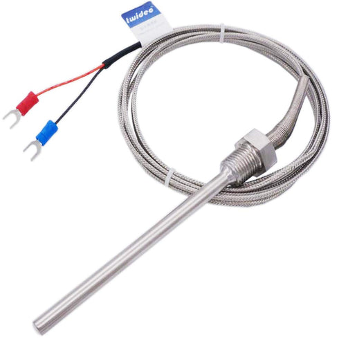 Twidec/2M NPT 1/4"inch (6X100MM) Pipe Thread Temperature Sensor Probe Two Wire Temperature Controller (0~600?) 304 Stainless Steel K Type Thermoco...