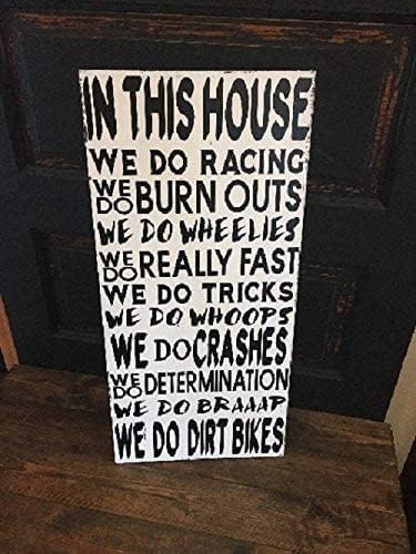 HCHANA in This House We Do Dirt Bikes Wood Signs Funny for Home Decor...