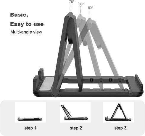 2 Pack Portable Cell Phone Stand Holder for Desk, Foldable Pocket-Sized Mount, Universal Adjustable Desktop Mobile Phone Kickstand Compatible with...