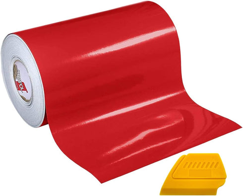 VViViD ORACAL 651 Multi-Colored Vinyl Solvent-Based Adhesive-Backed Calendared Wrap Decals w/Yellow Multi-Purpose Squeegee (12x 5ft, Red)...