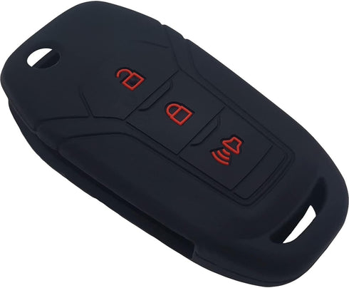 GFDesign 2 Pcs Silicone Flip 3 Buttons Key Fob Cover Remote Case Keyless Protector Compatible with Ford EcoSport Escape Explorer Ranger F-150 F-25...