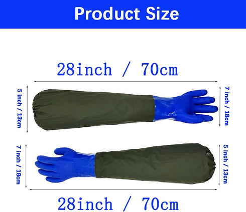 Long Waterproof Rubber Gloves, Pond Gloves, 28” Shoulder Length Insulated PVC Coated Chemical Resistant Gloves Reusable, Resist Acid, Alkali & Oil...