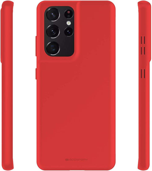 GOOSPERY Soft Feeling Jelly for Galaxy S21 Ultra Case (6.8 inches) Silky Slim Bumper Case Cover (Red)...