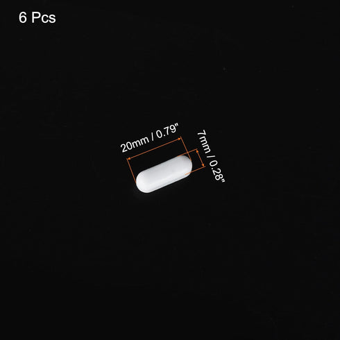 MECCANIXITY Magnetic Stirrer Mixer Stir Bar Rod 20mm(0.79") x7mm Cylinder Shape PTFE Coating Magnet White for Laboratory 6Pcs...