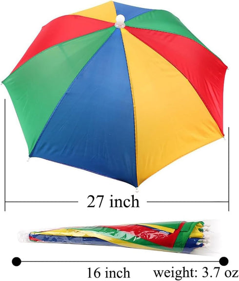 Umbrella Hat, 27" Diameter Rainbow Umbrella Hats, Hands Free Fishing Umbrella Cap Sunhat, Head Umbrella Hat for Kids, Men & Women, Headwear Umbrel...