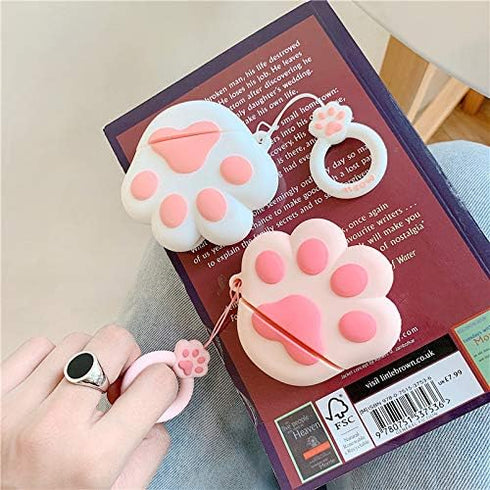 Cute Case for Airpods Pro, Silicone Cats Paw Shark Animal Cartoon Protective Soft Cover Skin with Anti-Lost Keychain (Cat Paw)...