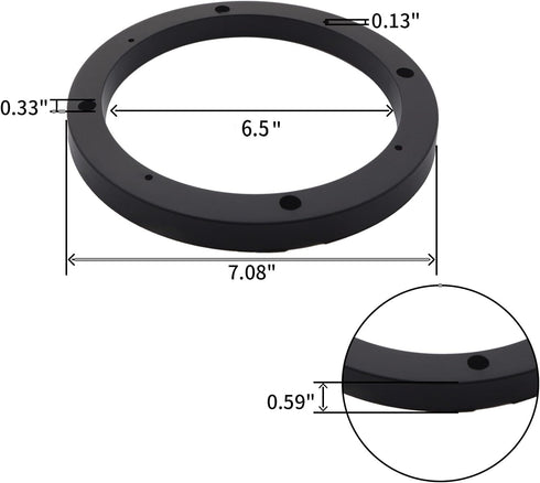 2PCS Black Plastic Speaker Spacer Adaptor Ring Mounting Bracket, 6.5 inches Dia Speaker Spacer Rings for Cars, Boats, Trucks, and More...