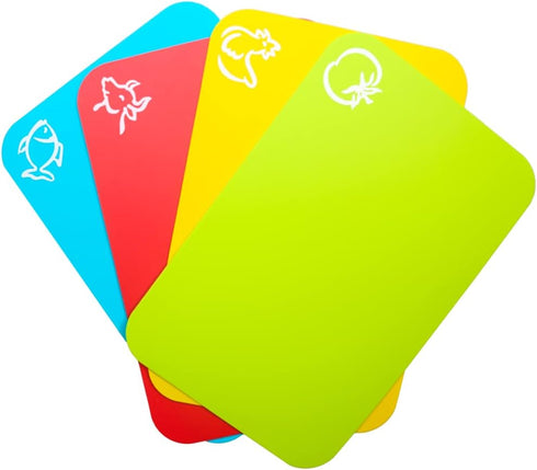 Small Flexible Plastic Cutting Board Mats, 2 Pack Cutting Boards Mats With Food Icons, Gripped Back and Dishwasher Safe, Set of 4,7.5x11.4inch (2)...