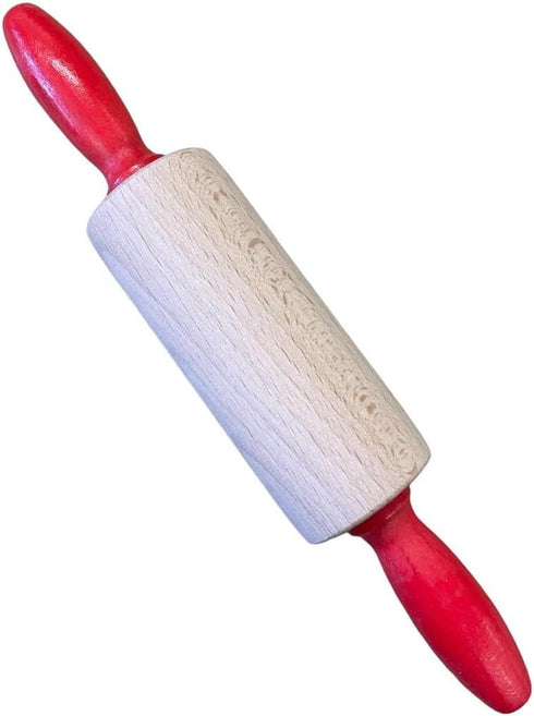 Linden Sweden Children’s Wooden Rolling Pin, Ideal for Fun Baking in the Kitchen, Play-Doh, and Crafts, 8.5” Long With Red Handles...