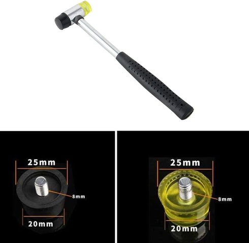 Nylon Dual Head Rubber Hammer Soft Doublesided Metal Mallet for Jewelry, Leather Crafts, Woodworking (25mm)...