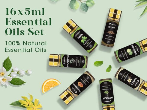 Essential Oils Set - 16x5ml Essential Oil for Diffusers for Home, Humidifier, Aromatherapy, Massage, Soap, Candle Making (0.17oz)...